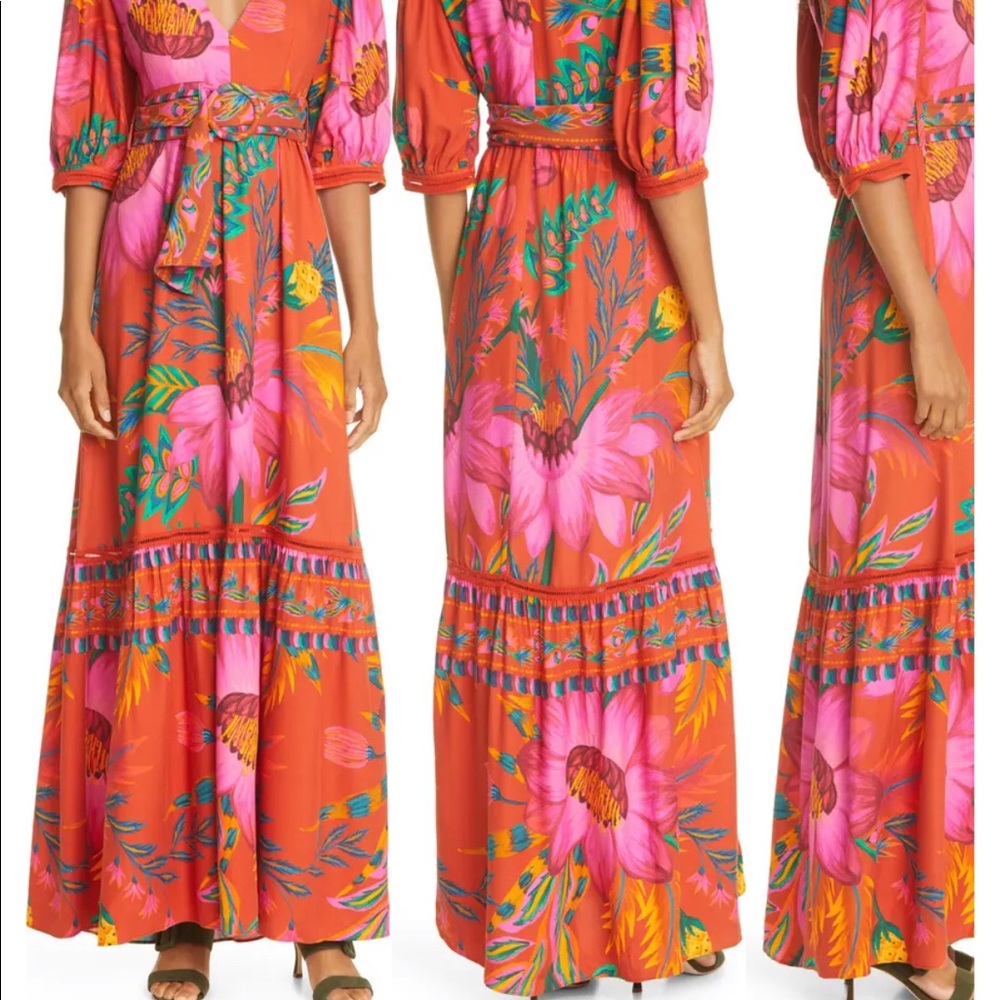 Farm Rio Flowers Maxi Dress with Belt